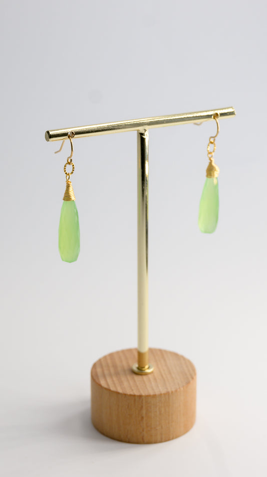 Verdure Stream Drop Earrings Green Chalcedony