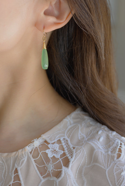 [Final Sale] Verdure Stream Drop Earrings Green Chalcedony