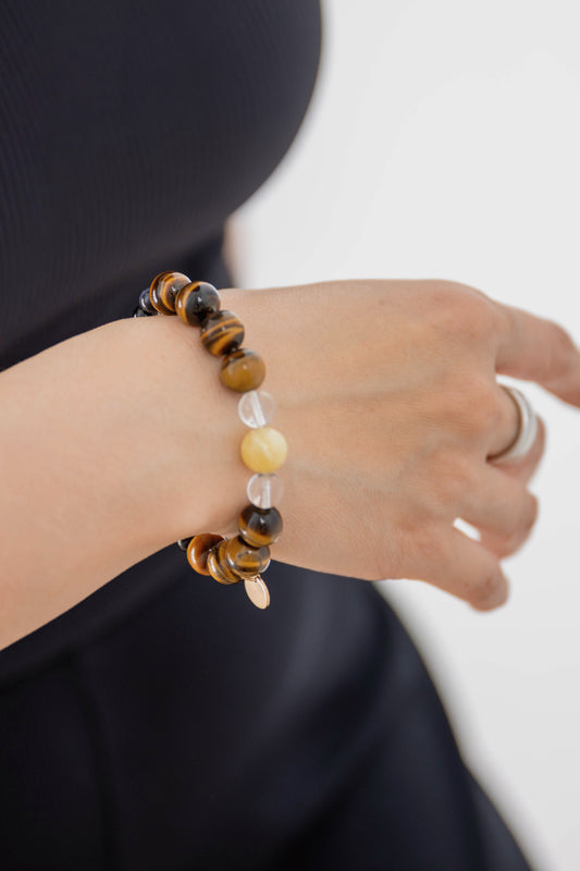 Vibrant Earth Pulse Bracelet | Blonde Tiger's Eye Hawk's Eye Yellow Opal Tiger's Eye