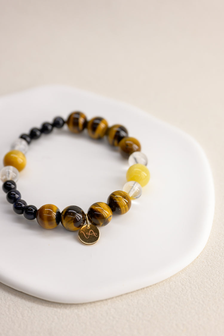 Vibrant Earth Pulse Bracelet | Blonde Tiger's Eye Hawk's Eye Yellow Opal Tiger's Eye