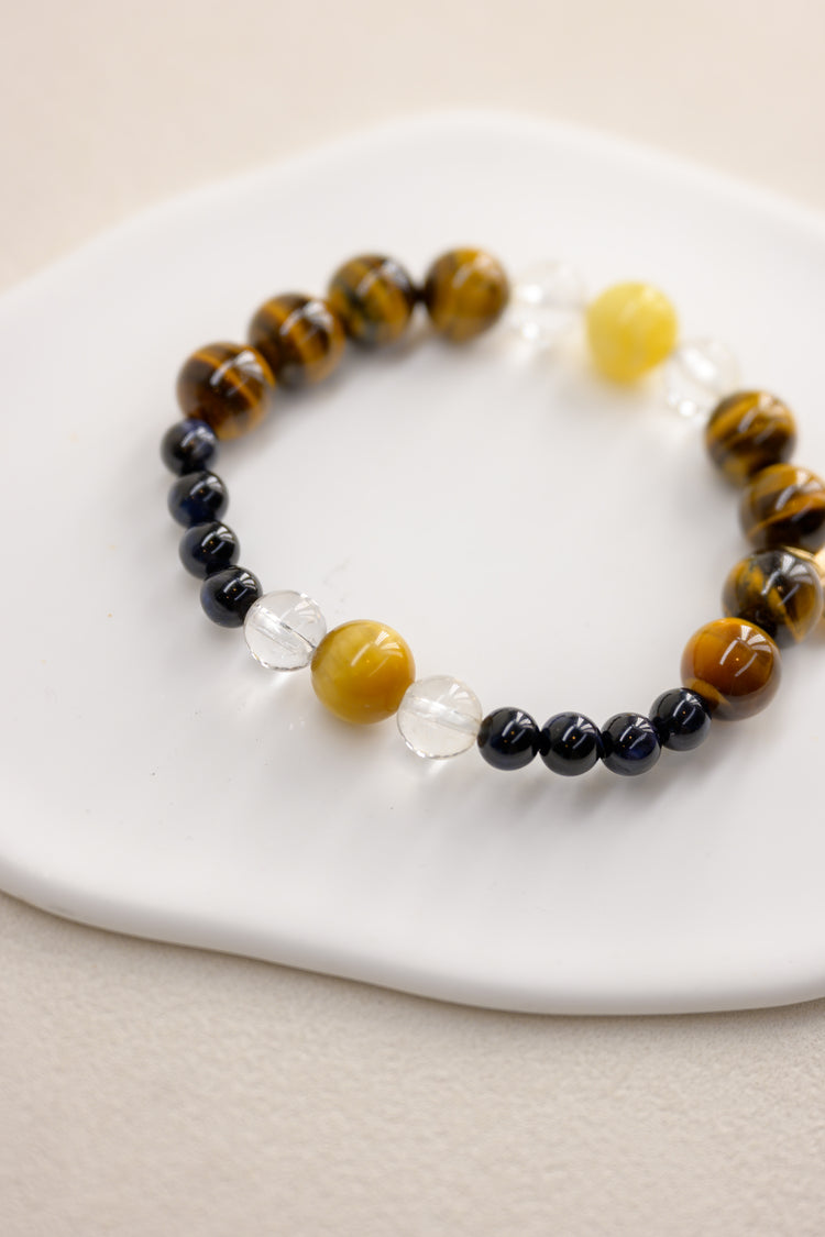 Vibrant Earth Pulse Bracelet | Blonde Tiger's Eye Hawk's Eye Yellow Opal Tiger's Eye