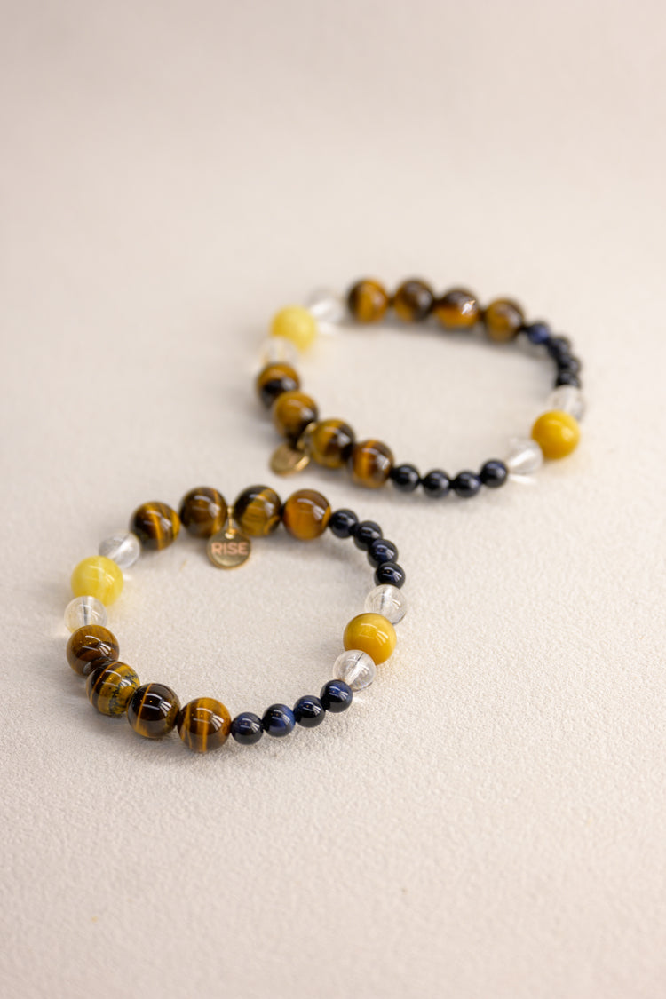 Vibrant Earth Pulse Bracelet | Blonde Tiger's Eye Hawk's Eye Yellow Opal Tiger's Eye