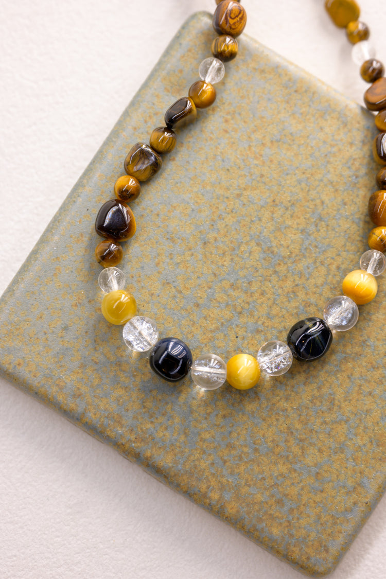 Vibrant Earth Pulse Necklace | Blonde Tiger's Eye Hawk's Eye Tiger's Eye