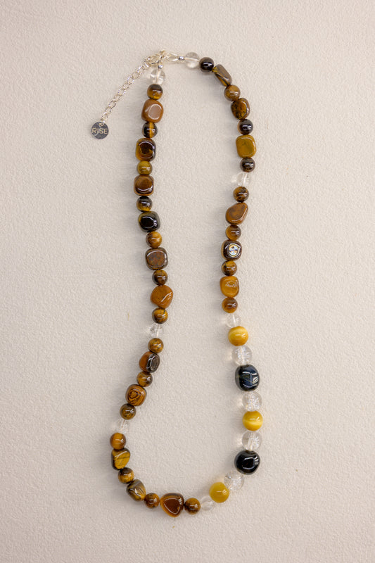 Vibrant Earth Pulse Necklace | Blonde Tiger's Eye Hawk's Eye Tiger's Eye