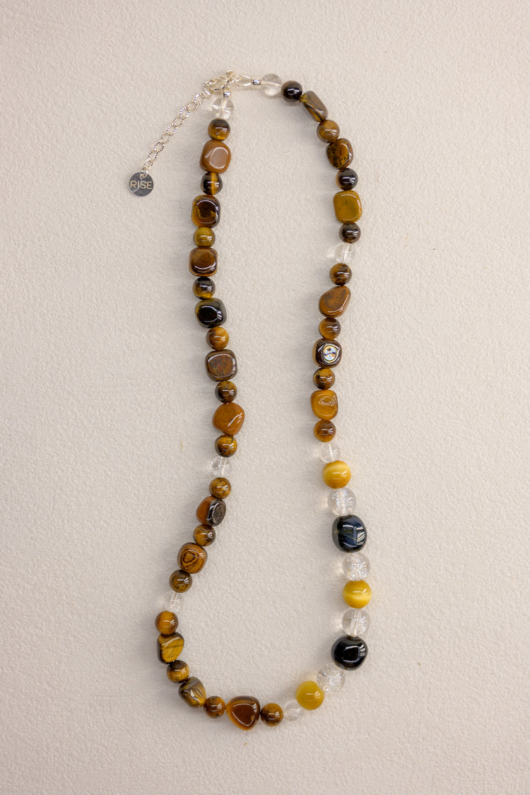 Vibrant Earth Pulse Necklace | Blonde Tiger's Eye Hawk's Eye Tiger's Eye