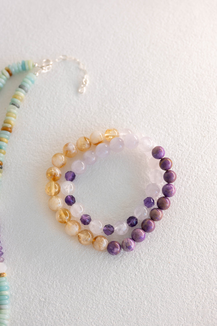 Violet Insight Double-lined Bracelet | Brazilian Purple Muscovite Amethyst(A) Citrine