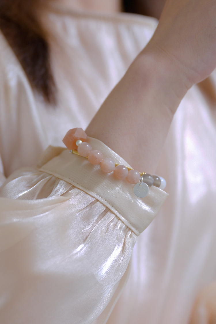 Serenity Balance Bracelet | White Moonstone Peach Moonstone Gray Moonstone