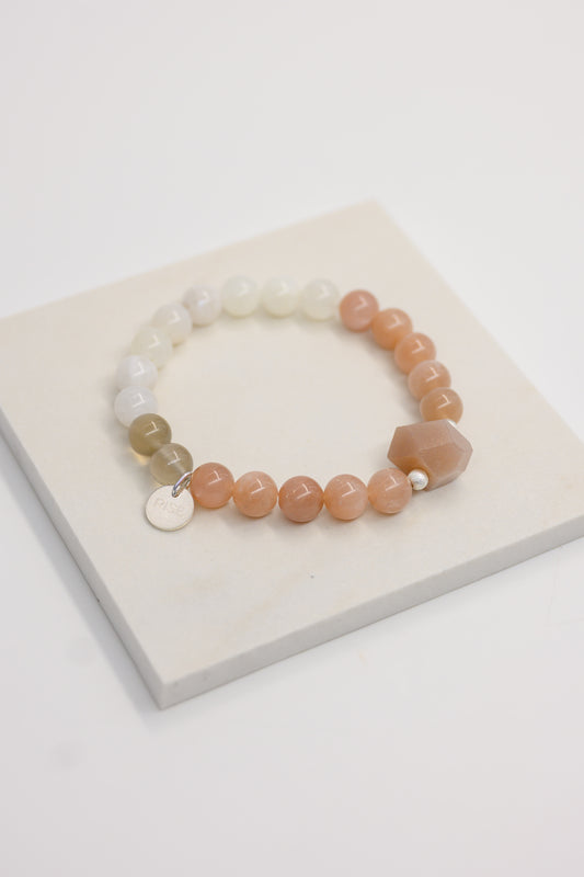 Serenity Balance Bracelet | White Moonstone Peach Moonstone Gray Moonstone