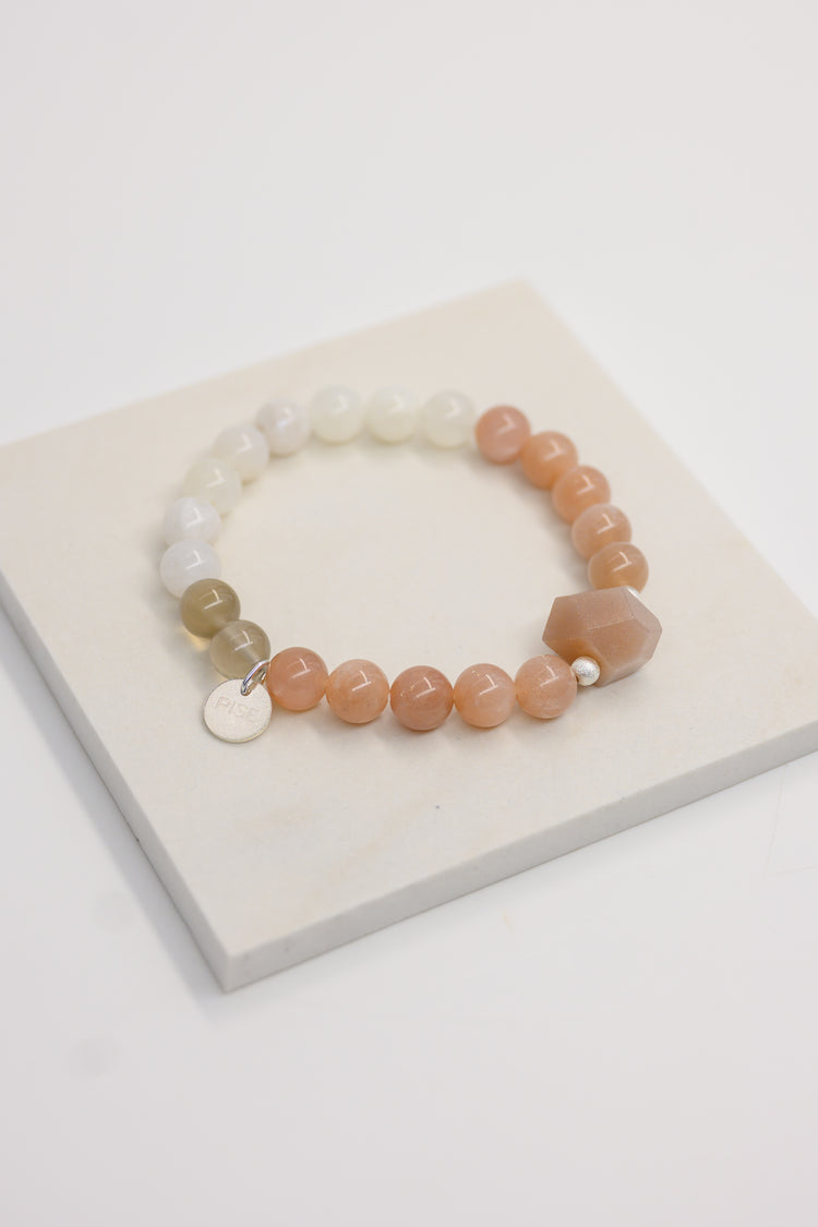 Serenity Balance Bracelet | White Moonstone Peach Moonstone Gray Moonstone