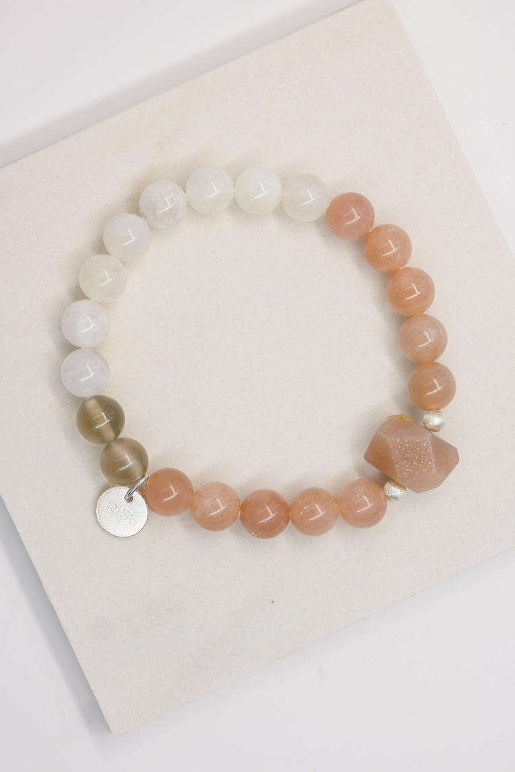 Serenity Balance Bracelet | White Moonstone Peach Moonstone Gray Moonstone