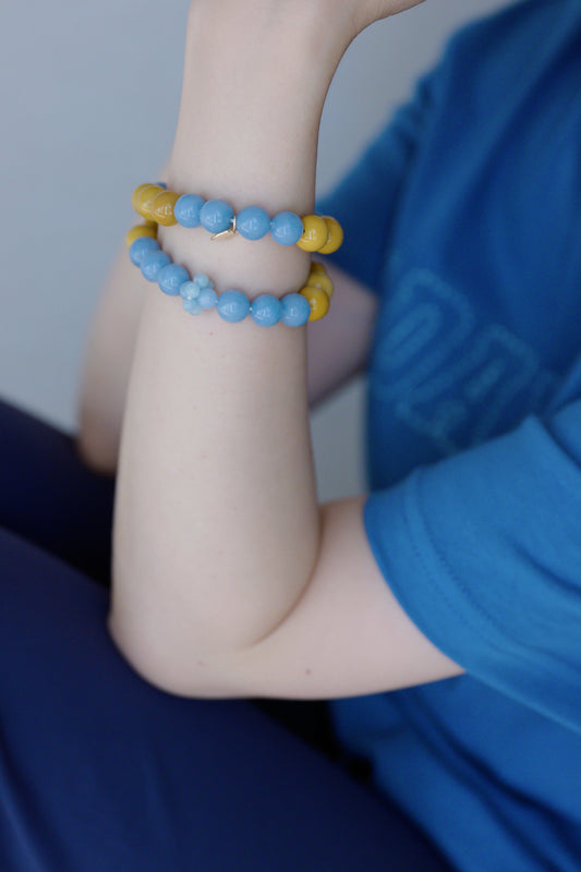 Visionary Spark Bracelet | Angelite(A) Yellow Mookaite Aquamarine