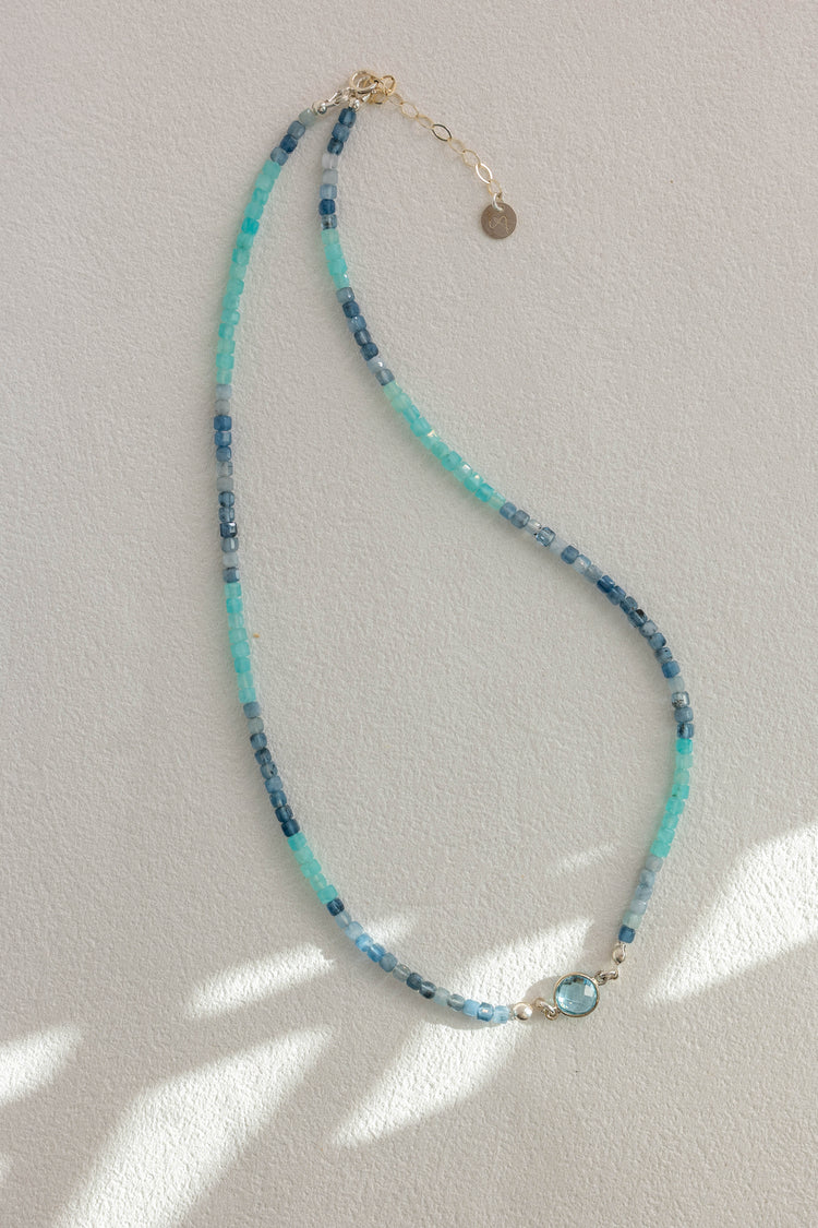 The Celestial Tide Necklace | Aquamarine(A) Amazonite (AA) Blue Topaz