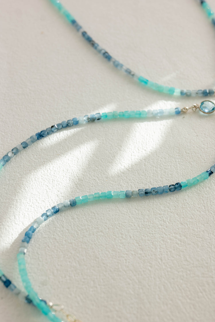 The Celestial Tide Necklace | Aquamarine(A) Amazonite (AA) Blue Topaz