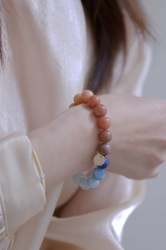 Visionary Spark Bracelet | Aquamarine Lapis Petrified Wood Agate