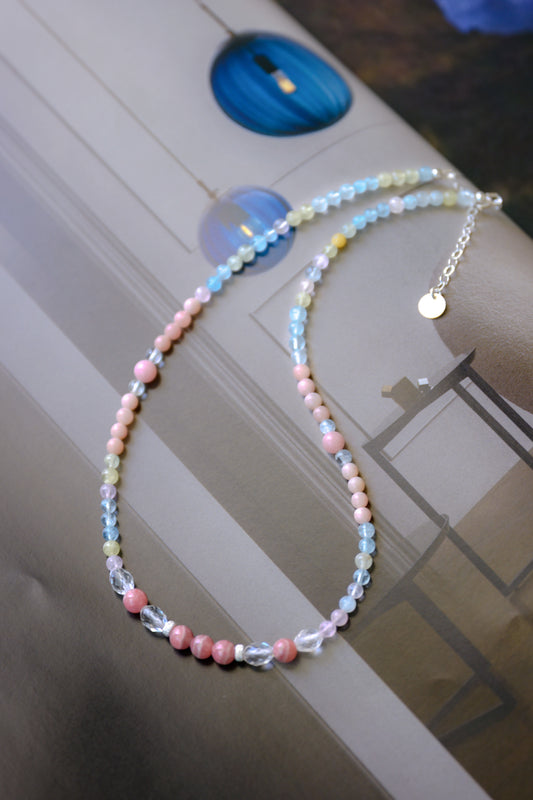 Petal Whispers Necklace | Multi Beryl(A) Rhodochrosite(A) Pink Opal (A)