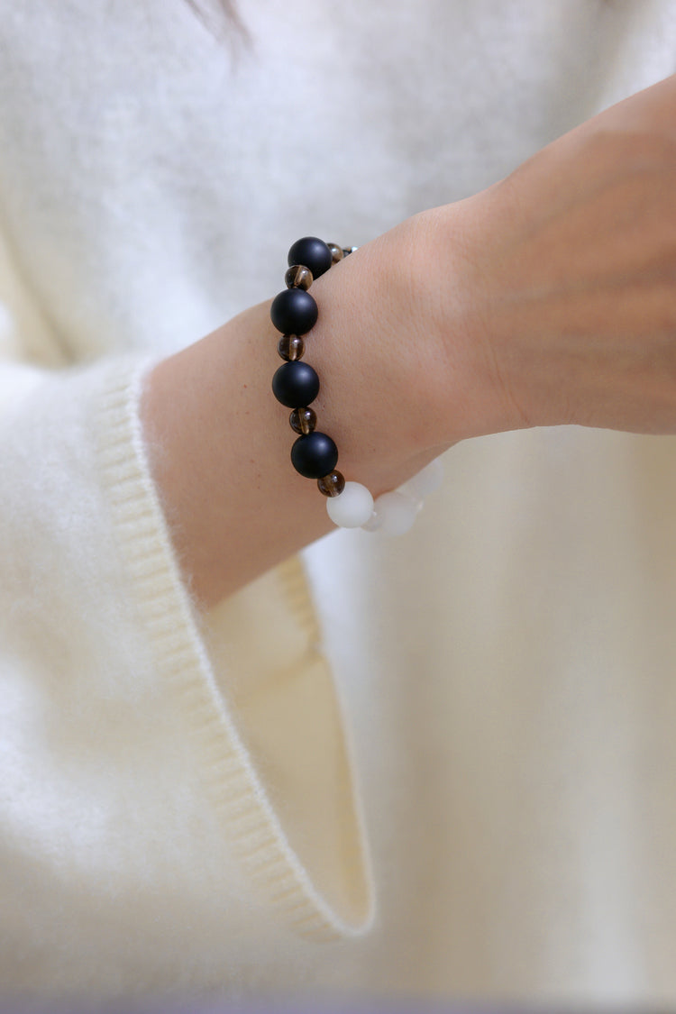 Serenity Balance Bracelet | Black Onyx White Jade Abalone Mosaic