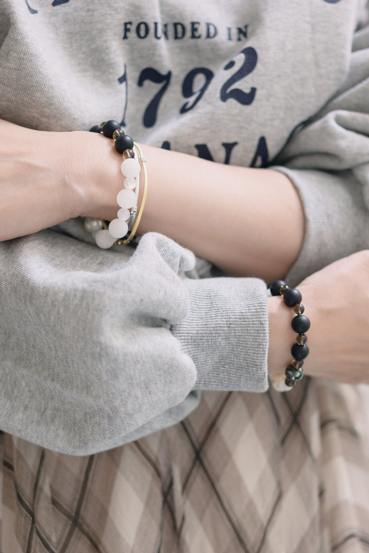 Serenity Balance Bracelet | Black Onyx White Jade Abalone Mosaic