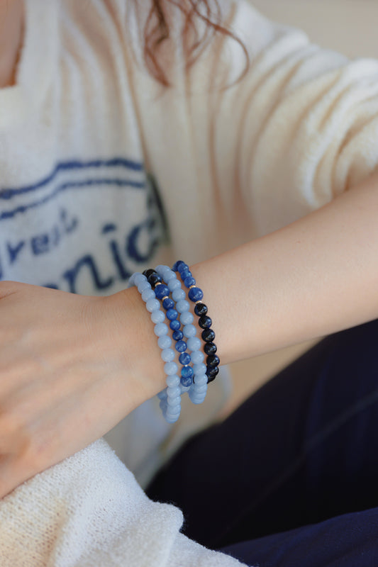 Visionary Spark Double-lined Bracelet | Angelite Kyanite Midnight Blue Tiger Eye