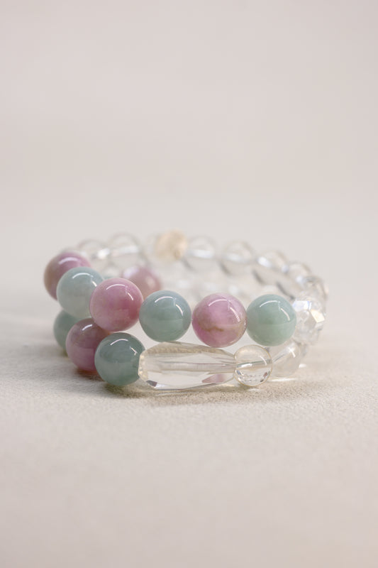 Visionary Spark Bracelet | Burma Jade(AA) Kunzite(AA) Rock Crystal Quartz(AA)