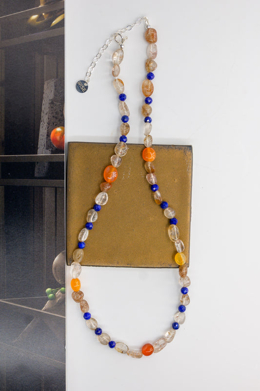 Orange Zest Wave Necklace | Red Copper Super7 Lapis Carnelian