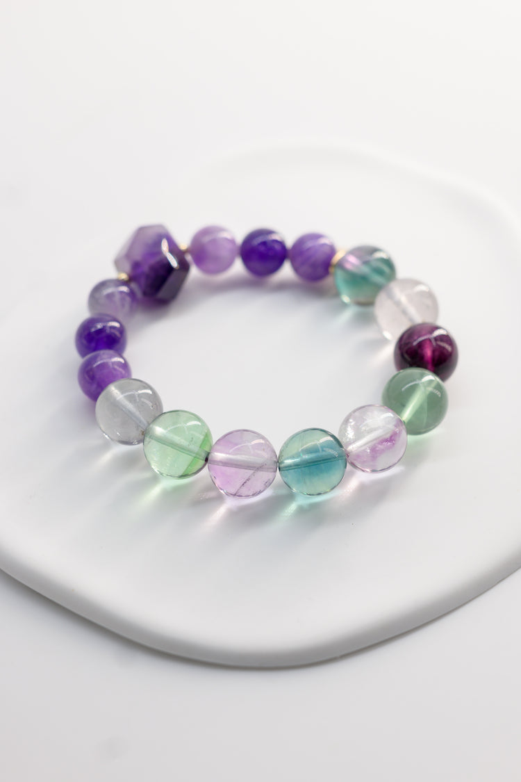 Visionary Spark Bracelet | Unicorn Fluorite, Dogtooth Amethyst (A)