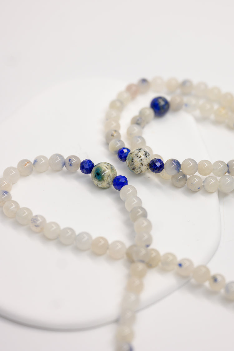 Serenity Balance Double-lined Bracelet | Himalayas K2 Dumortierite Quartz Lapis