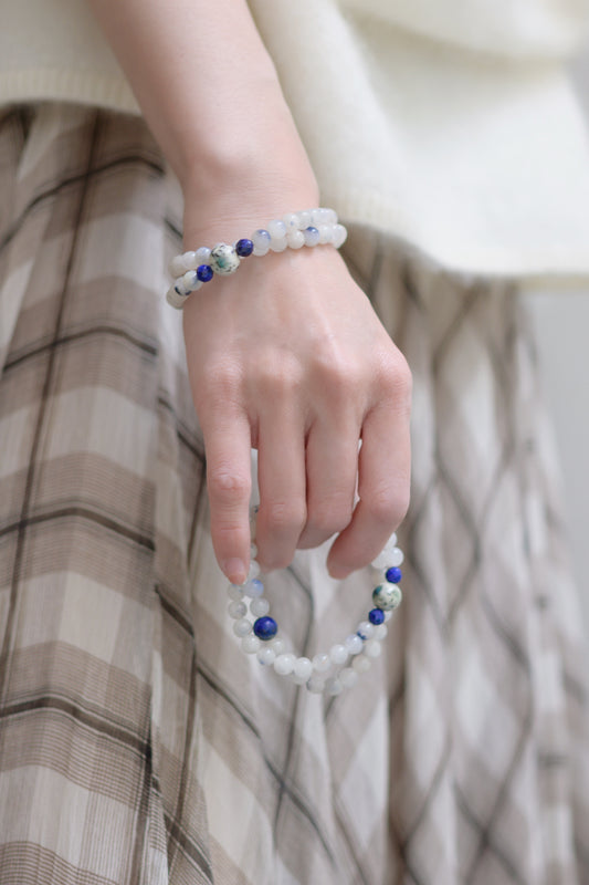 Serenity Balance Double-lined Bracelet | Himalayas K2 Dumortierite Quartz Lapis