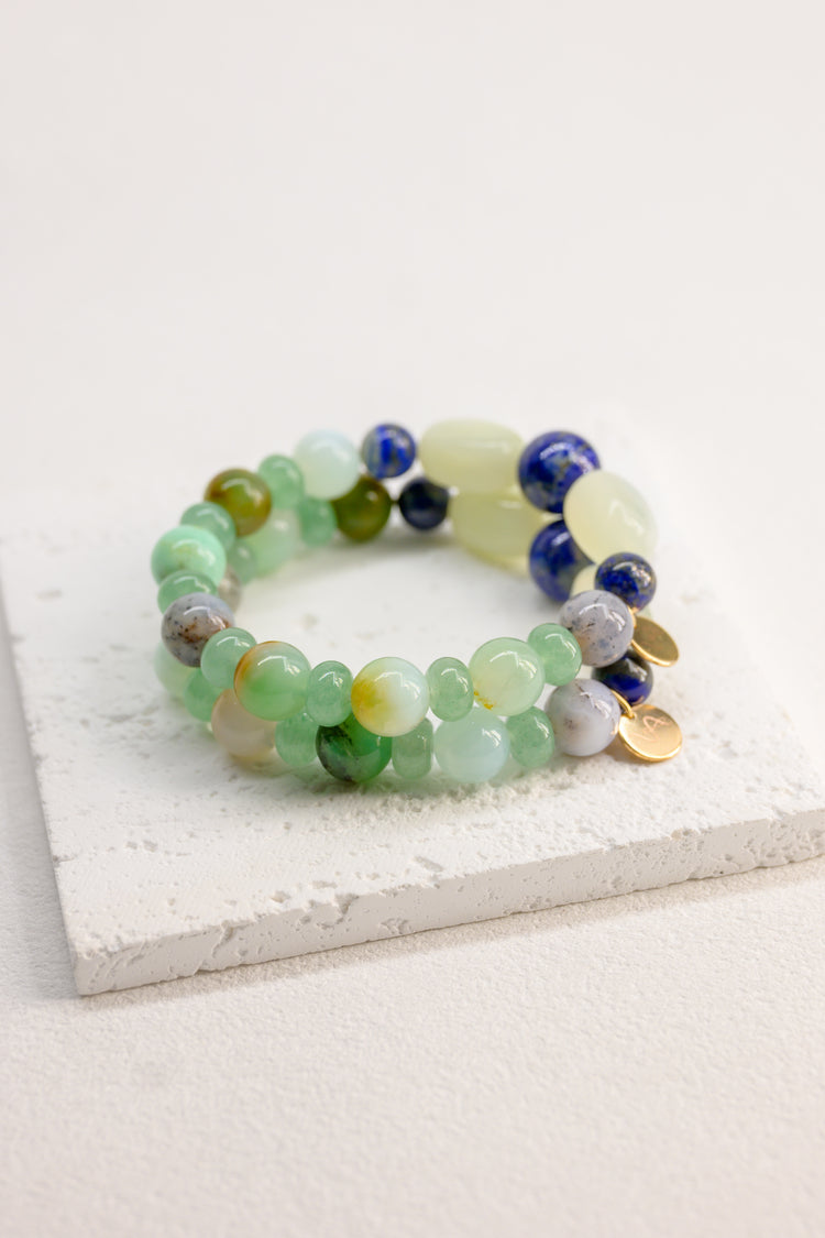 Fortune Flow Bracelet | Lapis(AA) Australian Chrysoprase(A) Green Serpentine Green Aventurine