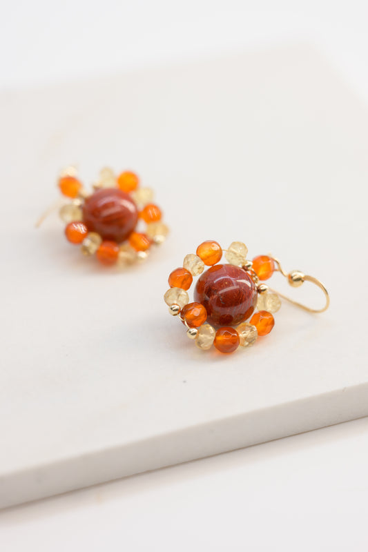 Little Sun Earrings | Red Snake Skin Jasper Citrine Carnelian