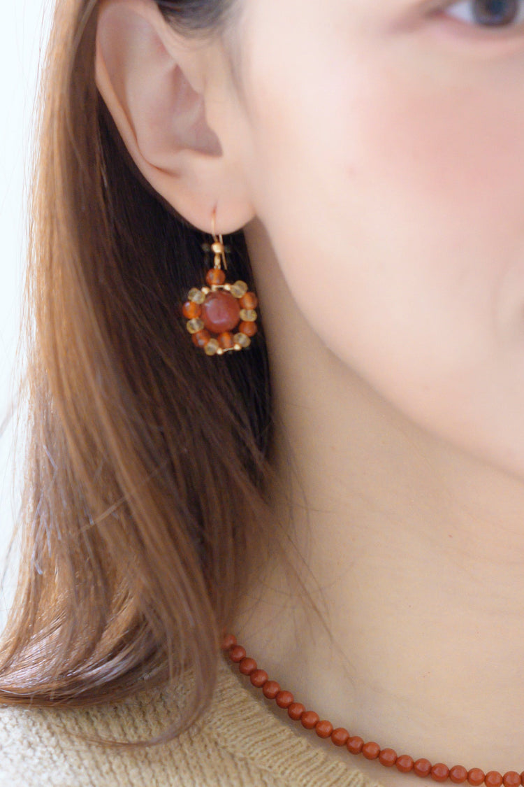 Little Sun Earrings | Red Snake Skin Jasper Citrine Carnelian