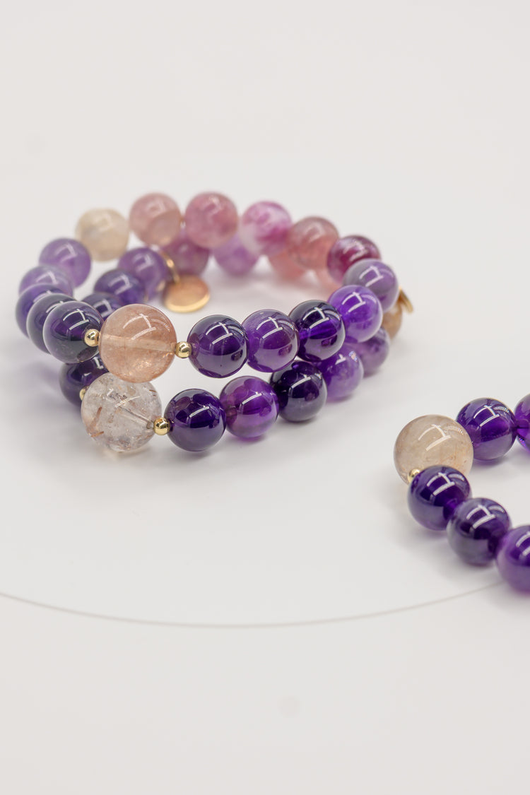 Golden Ambition Bracelet | Copper Rutilated Quartz Amethyst Mica Quartz