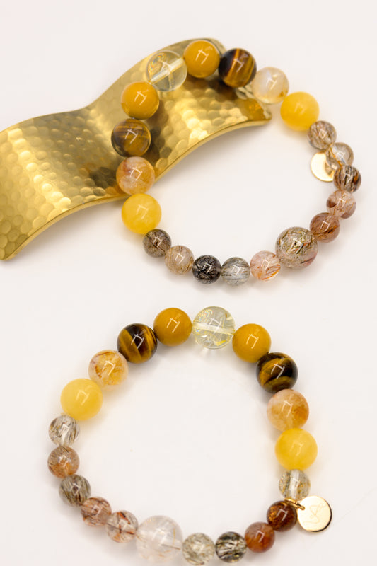 Golden Ambition Bracelet | Black Super7 Brazil Honey Citrine Tiger Eyes