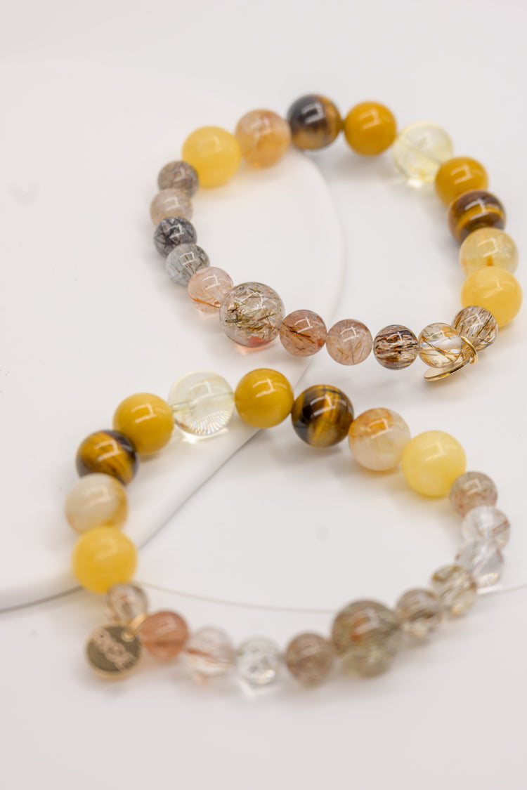 Golden Ambition Bracelet | Black Super7 Brazil Honey Citrine Tiger Eyes