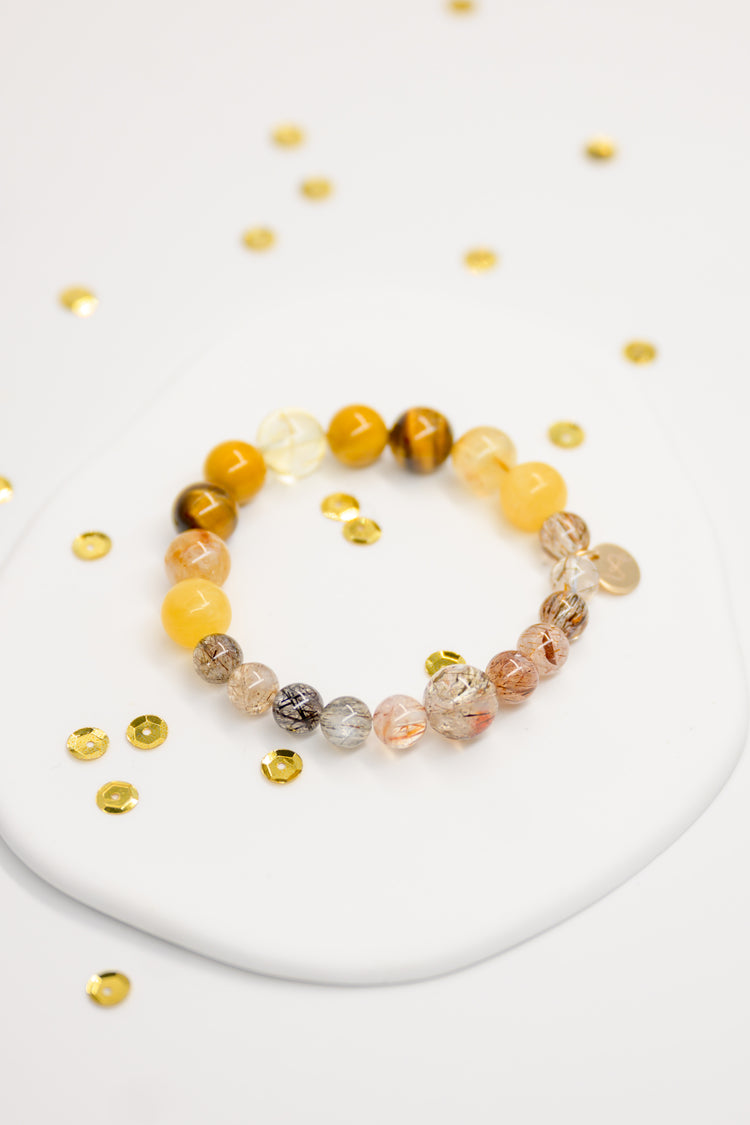 Golden Ambition Bracelet | Black Super7 Brazil Honey Citrine Tiger Eyes