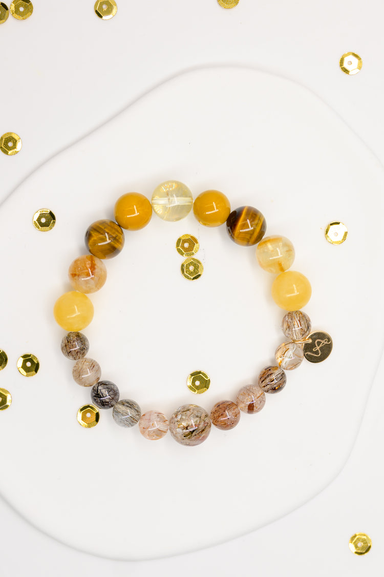 Golden Ambition Bracelet | Black Super7 Brazil Honey Citrine Tiger Eyes