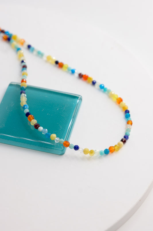 Radiant Roots Necklace | Yellow Opal Garnet (AA) Peruvian Amazonite (AAA) Sodalite Prehnite (A) Carnelian (natural)