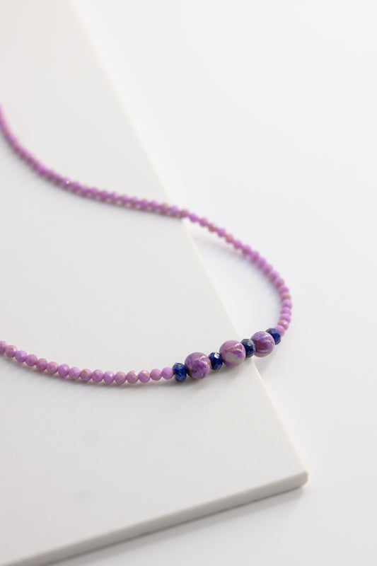 Basic1.0 | Phosphosiderite Brazlian Purple Muscovite  Lapis Necklace