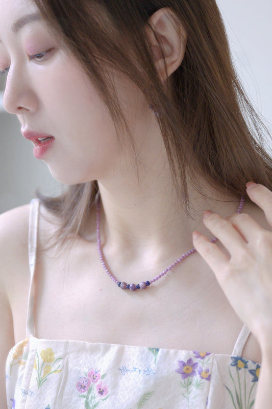 Basic1.0 | Phosphosiderite Brazlian Purple Muscovite  Lapis Necklace