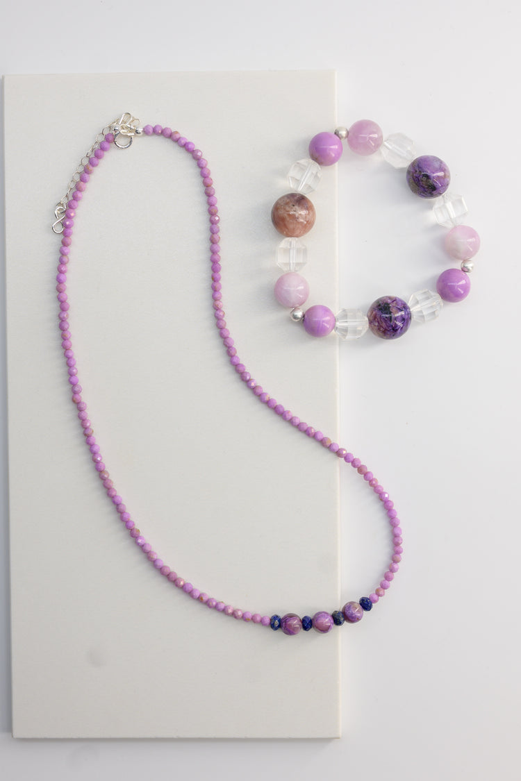 Basic1.0 | Phosphosiderite Brazlian Purple Muscovite  Lapis Necklace