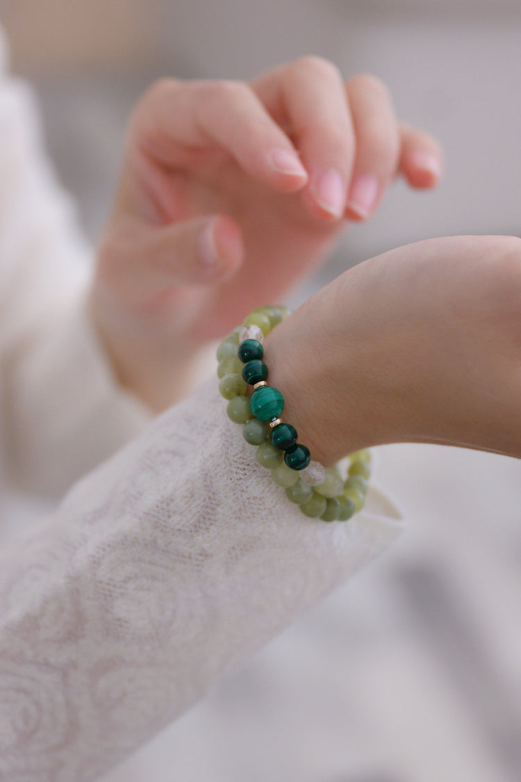 Longevity Charm Bracelet | Malachite Muti New Jade