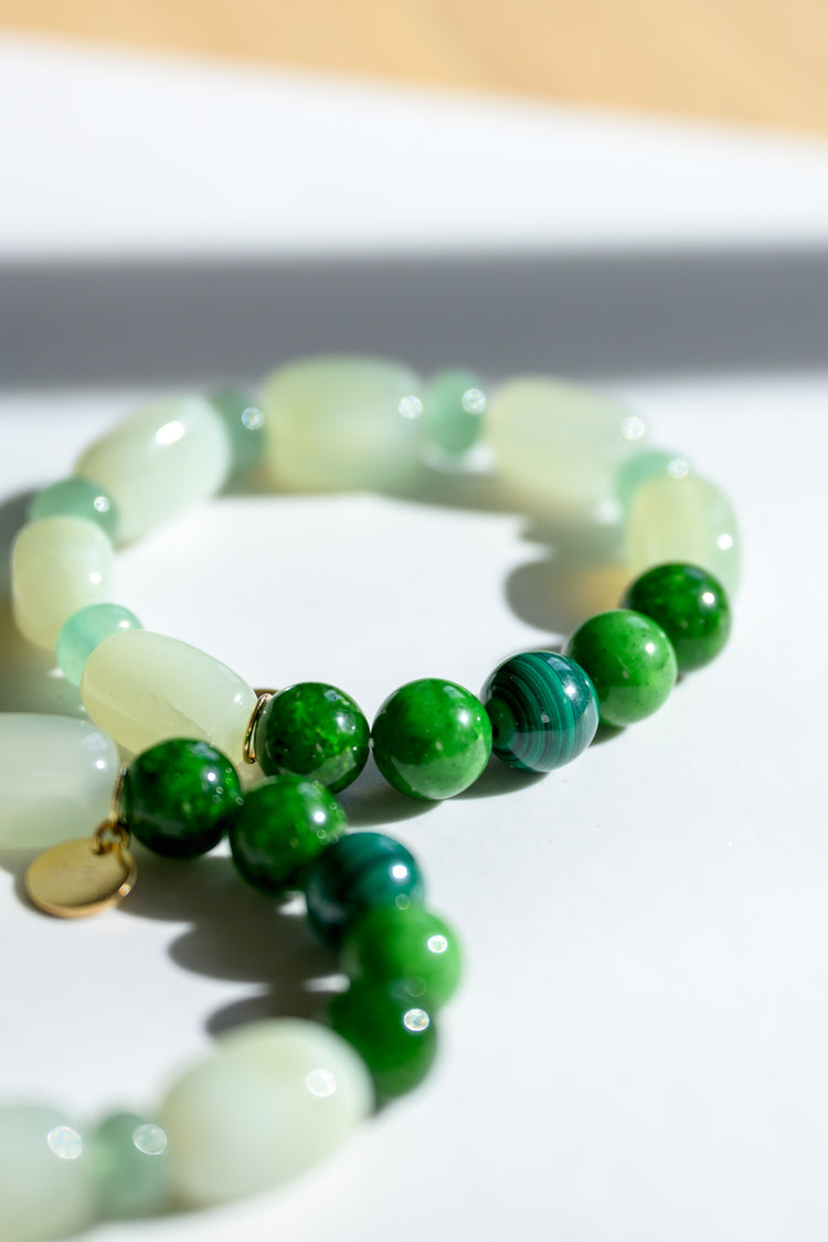 Longevity Charm Bracelet | Malachite African Green Verdite New Jade