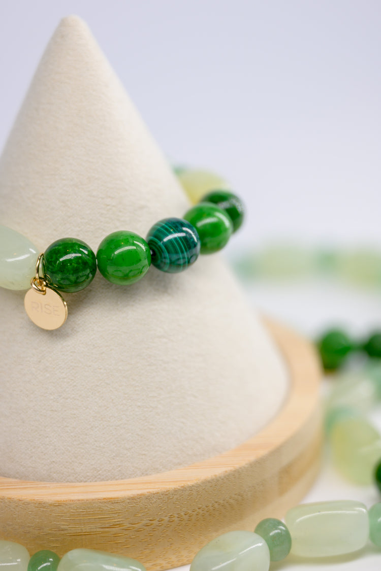 Longevity Charm Bracelet | Malachite African Green Verdite New Jade