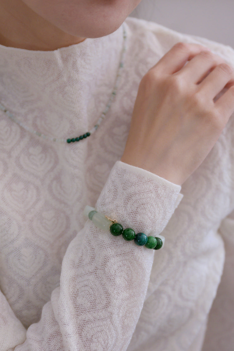 Longevity Charm Bracelet | Malachite African Green Verdite New Jade