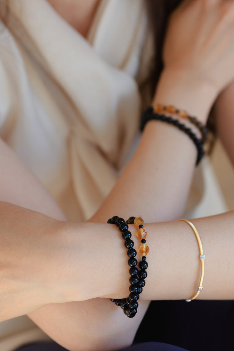 Harmony Ward Double-lined Bracelet |  Citrine Smoky Quartz Onyx