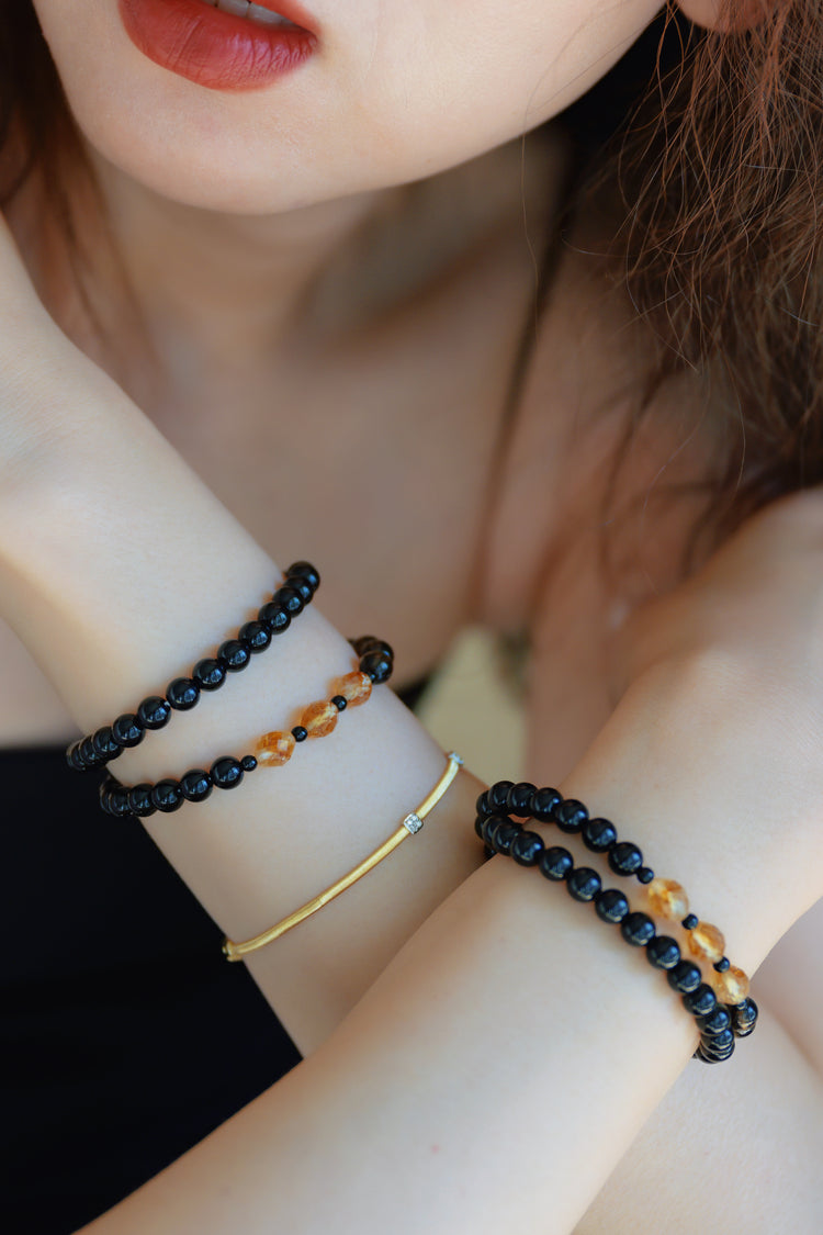 Harmony Ward Double-lined Bracelet |  Citrine Smoky Quartz Onyx