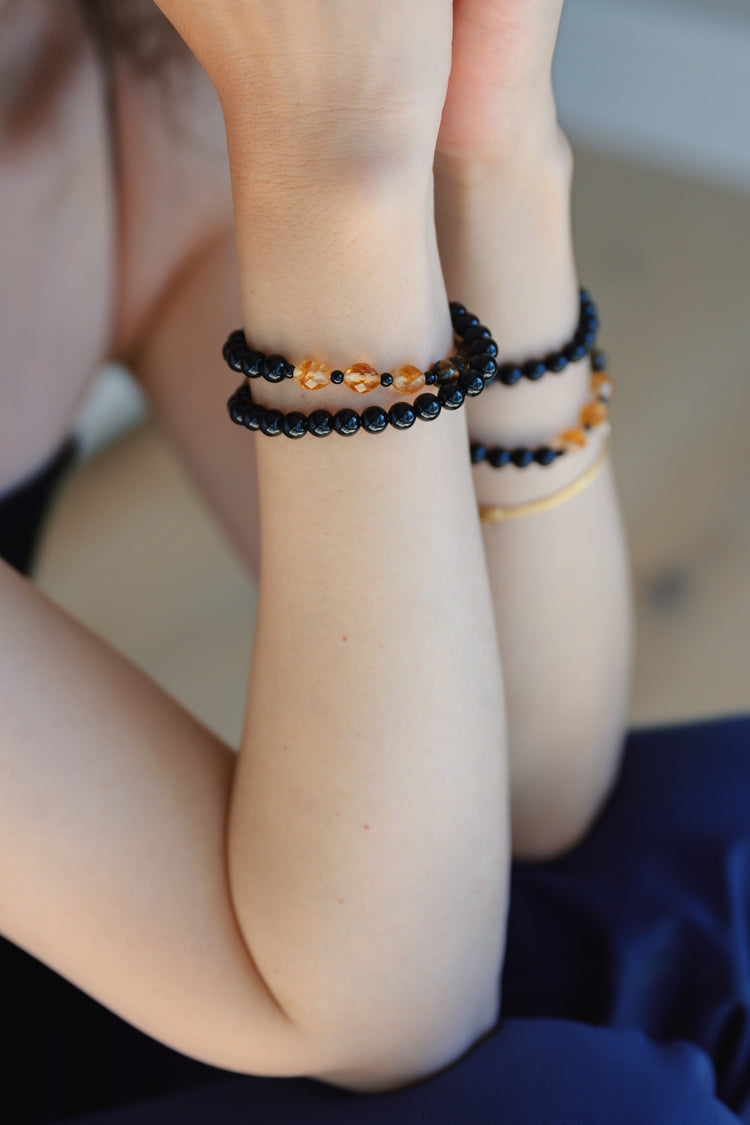 Harmony Ward Double-lined Bracelet |  Citrine Smoky Quartz Onyx