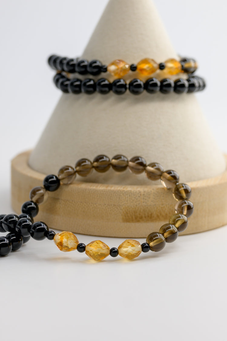 Harmony Ward Double-lined Bracelet |  Citrine Smoky Quartz Onyx