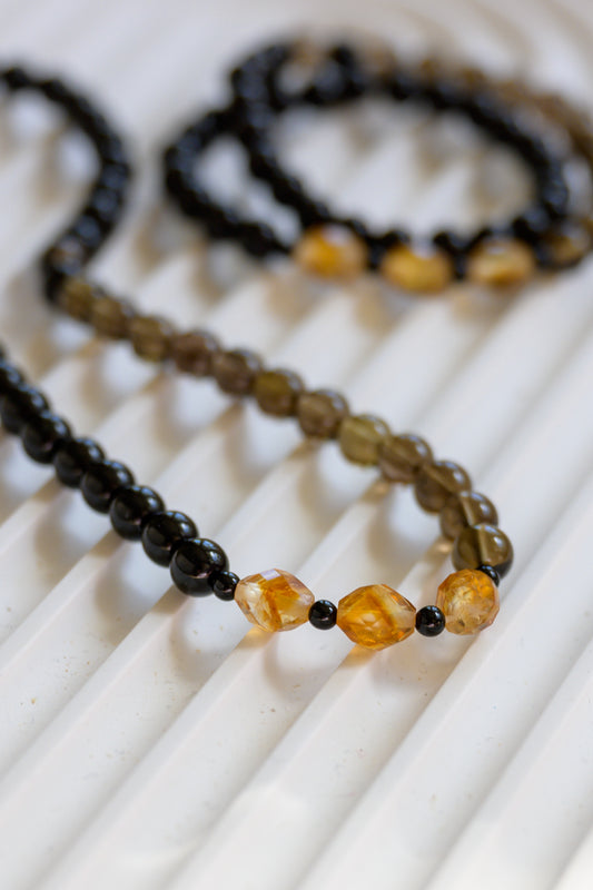 Harmony Ward Double-lined Bracelet |  Citrine Smoky Quartz Onyx