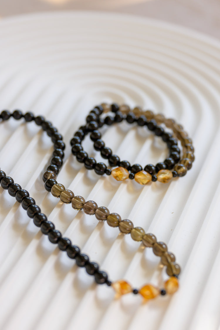 Harmony Ward Double-lined Bracelet |  Citrine Smoky Quartz Onyx