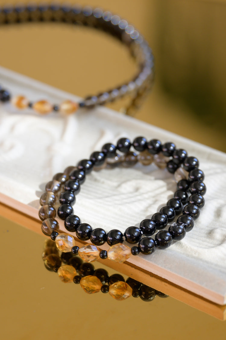 Harmony Ward Double-lined Bracelet |  Citrine Smoky Quartz Onyx